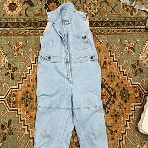 Wildfang lightweight sleeveless denim boiler suit coveralls jumpsuit size 1x